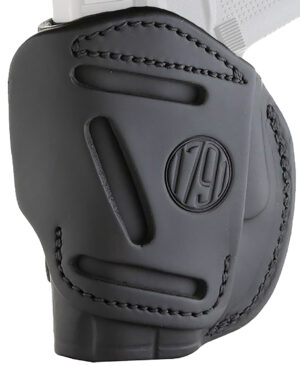 1791 Gunleather 4WH2SBLR 4-Way  IWB/OWB Size 02 Stealth Black Leather Belt Clip Compatible w/Ruger LCP/S&W Bodyguard/Glock 42/43/43X Right Hand