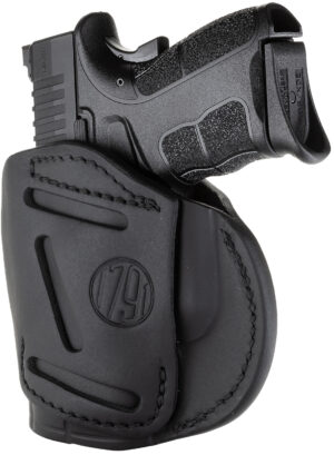 1791 Gunleather 4WH4SBLR 4-Way  IWB/OWB Size 04 Stealth Black Leather Belt Clip Compatible w/Glock 26/Springfield XD/XDS/S&W M&P Shield Plus Right Hand
