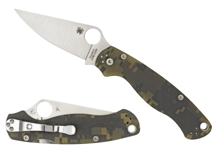 Spyderco C81GPCMOBK2 Para Military 2 3.44" Folding Drop Point Plain Black CPM S30V SS Blade Digital Camo G10 Handle Includes Pocket Clip