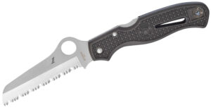 Spyderco C89SBK Atlantic Salt  3.69" Folding Sheepsfoot Serrated H1 Steel Blade Black Molded FRN Handle Includes Pocket Clip