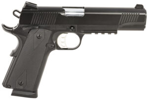 Tisas 10100529 1911 Duty 45 ACP 8+1 5" Black Steel Barrel, Black Serrated Steel Slide, Black Cerakote Steel Frame w/Accessory Rail & Beavertail, Ambidextrous
