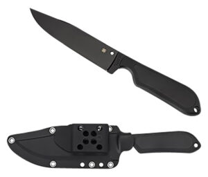 Spyderco FB04PBB Street Bowie  5.05" Fixed Clip Point Plain Black DLC VG-10 SS Blade/Black Textured FRN Handle Includes Sheath w/G-Clip