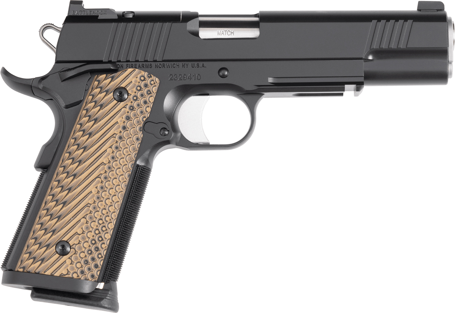Dan Wesson 01796 Specialist Full Size Frame 9mm Luger 10+1 5″ Stainless Match Grade Barrel, Black Duty Optics Ready/Serrated Steel Slide, Black Duty Steel Frame w/Picatinny Rail, Black/Brown G10 Grip