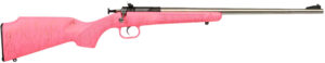 Crickett KSA2441 Gen2  Youth 22 LR 1rd 16.13" Stainless Single Shot Barrel, Stainless Steel Receiver, Pink w/Gold Webbing Fixed Synthetic Stock