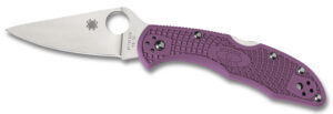 Spyderco CLLFPPR Delica 4 Lightweight 2.88" Folding Drop Point Plain VG-10 SS Blade Purple Bi-Directional Texturing FRN Handle Includes Pocket Clip