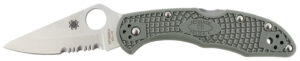 Spyderco C33PSFG Delica 4 Lightweight 2.88" Folding Drop Point Part Serrated VG-10 SS Blade Foliage Green Bi-Directional Texturing FRN Handle Includes Pocket Clip