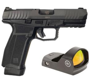 AREX DELTA X OR 9MM 1X17RD 1X19RD AMBI MAG AND SLIDE RELEASE 5X OPTICS PLATES BLACK WITH CRIMSON TRACE RED DOT