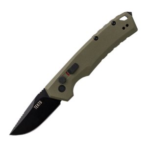 Tekto Knives A3 Delta Mini Auto Knife OD Green G10 1.9in Black Drop Point