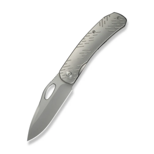 WEKNIFE Inmate Front Flipper & Thumb Hole Knife Gray Titanium Handle & Raindrops (3.7"" Stonewashed CPM 20CV Blade)